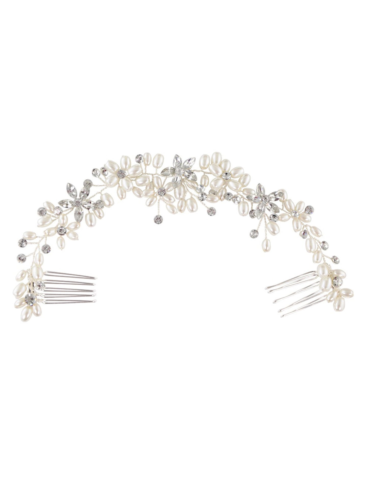 Sparkly Luxury Pearl Rhinestone Double Insert Comb Diamond Hair Accessories for Women