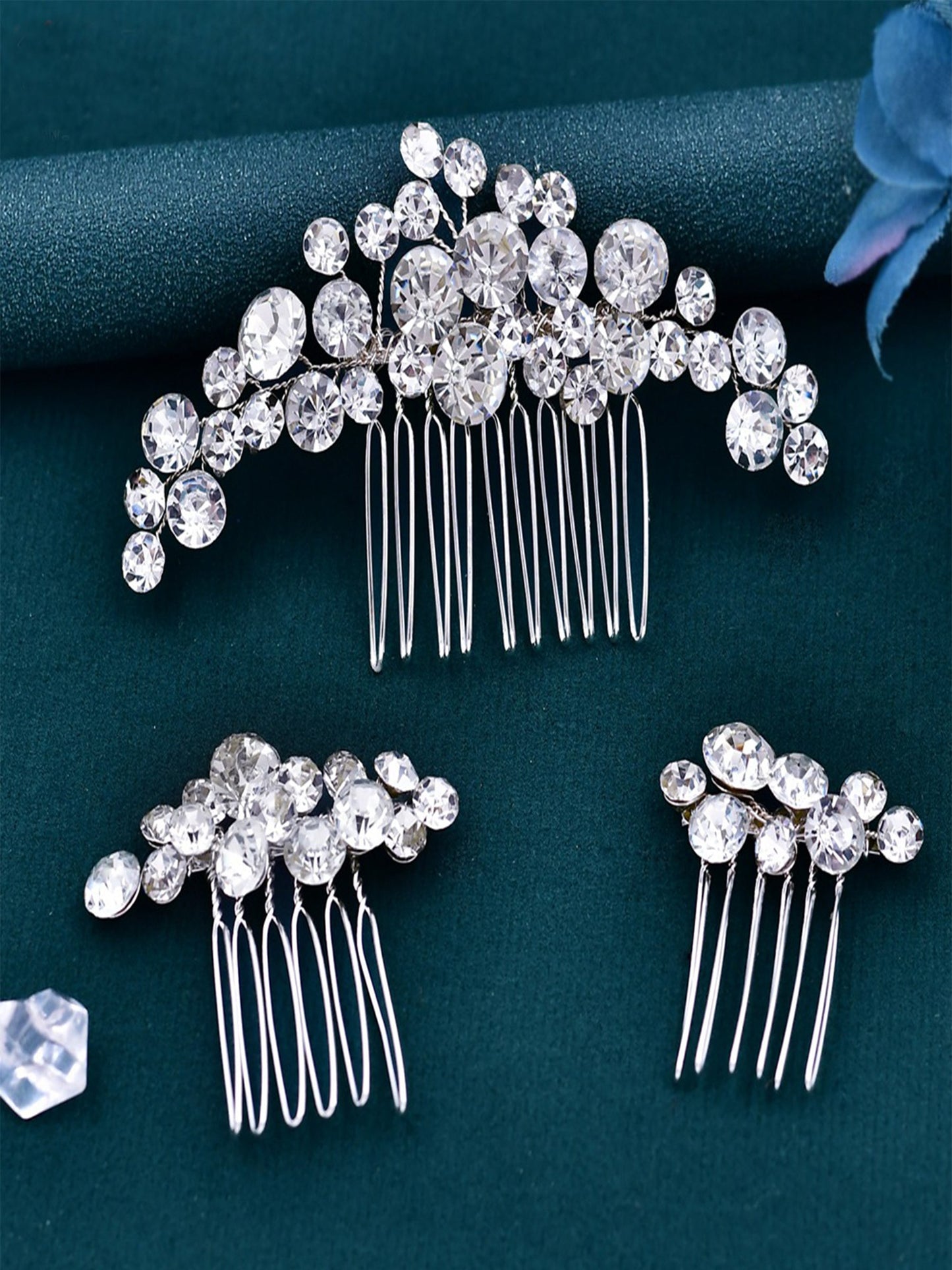 Sparkly Rhinestone Hair Accessories Hairpin Handmade Hair Comb Headwear Set