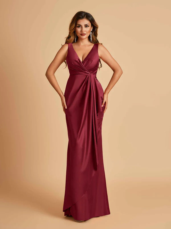Burgundy Mismatched Sexy Sleeveless Mermaid Floor Length Bridesmaid Dresses Online
