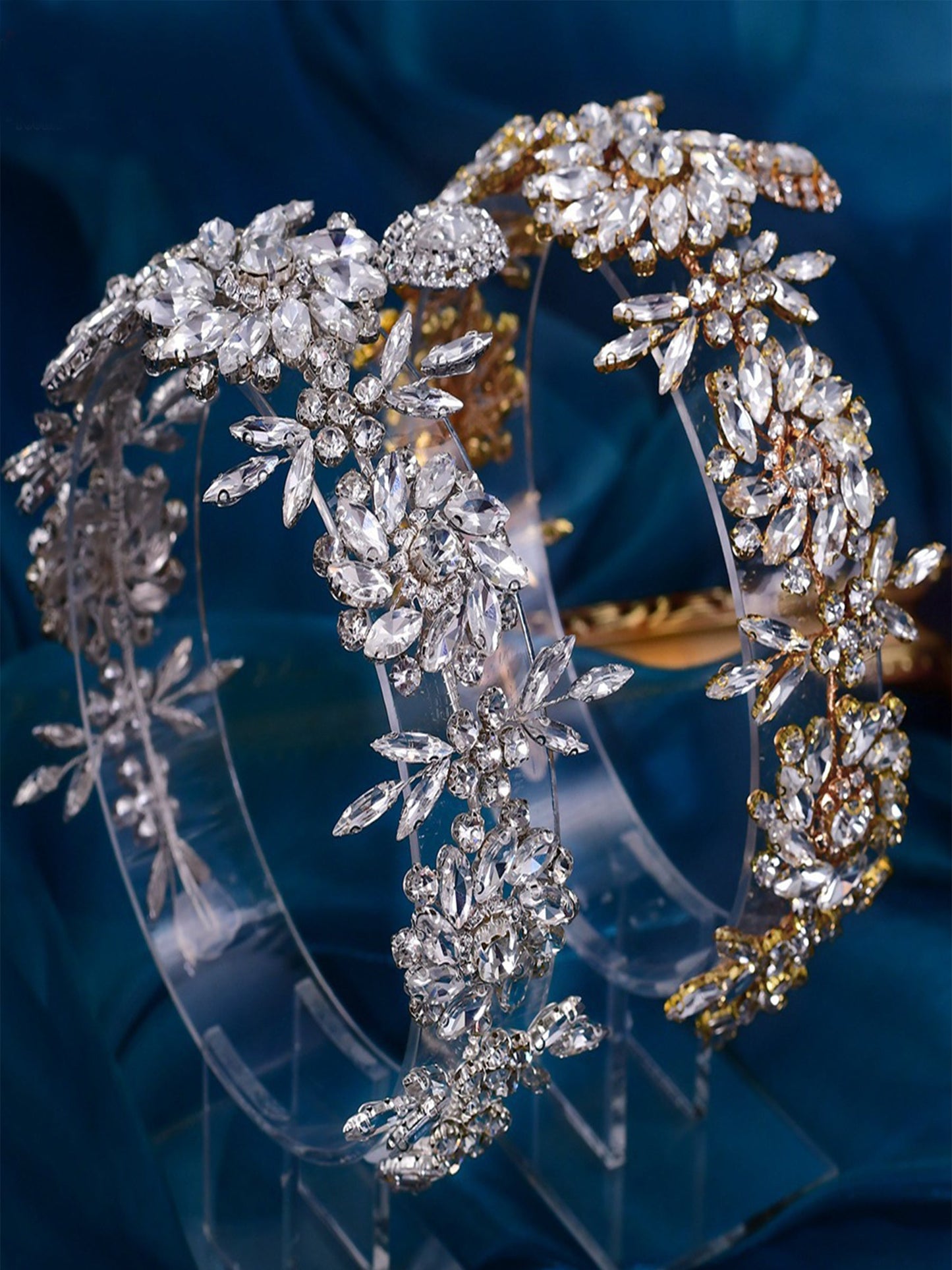 Sparkly Heavy Industry Creative 3D Rhinestone Flower Headband Wedding Dress Accessories
