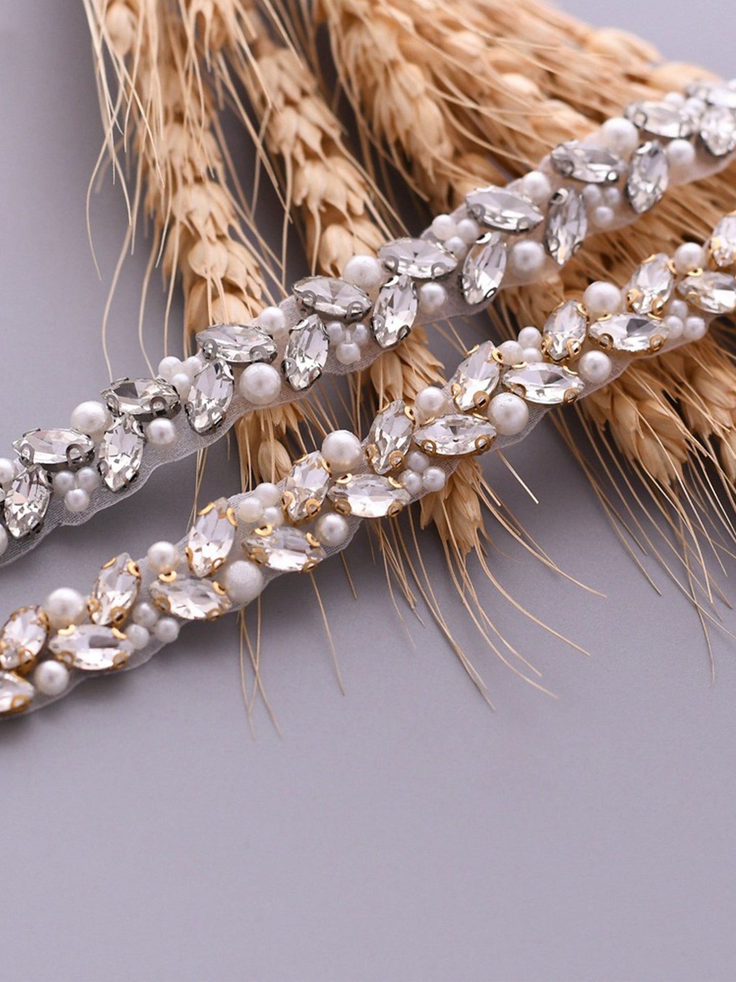 Sparkly Luxury Beaded Thin Brides Sash For Wedding