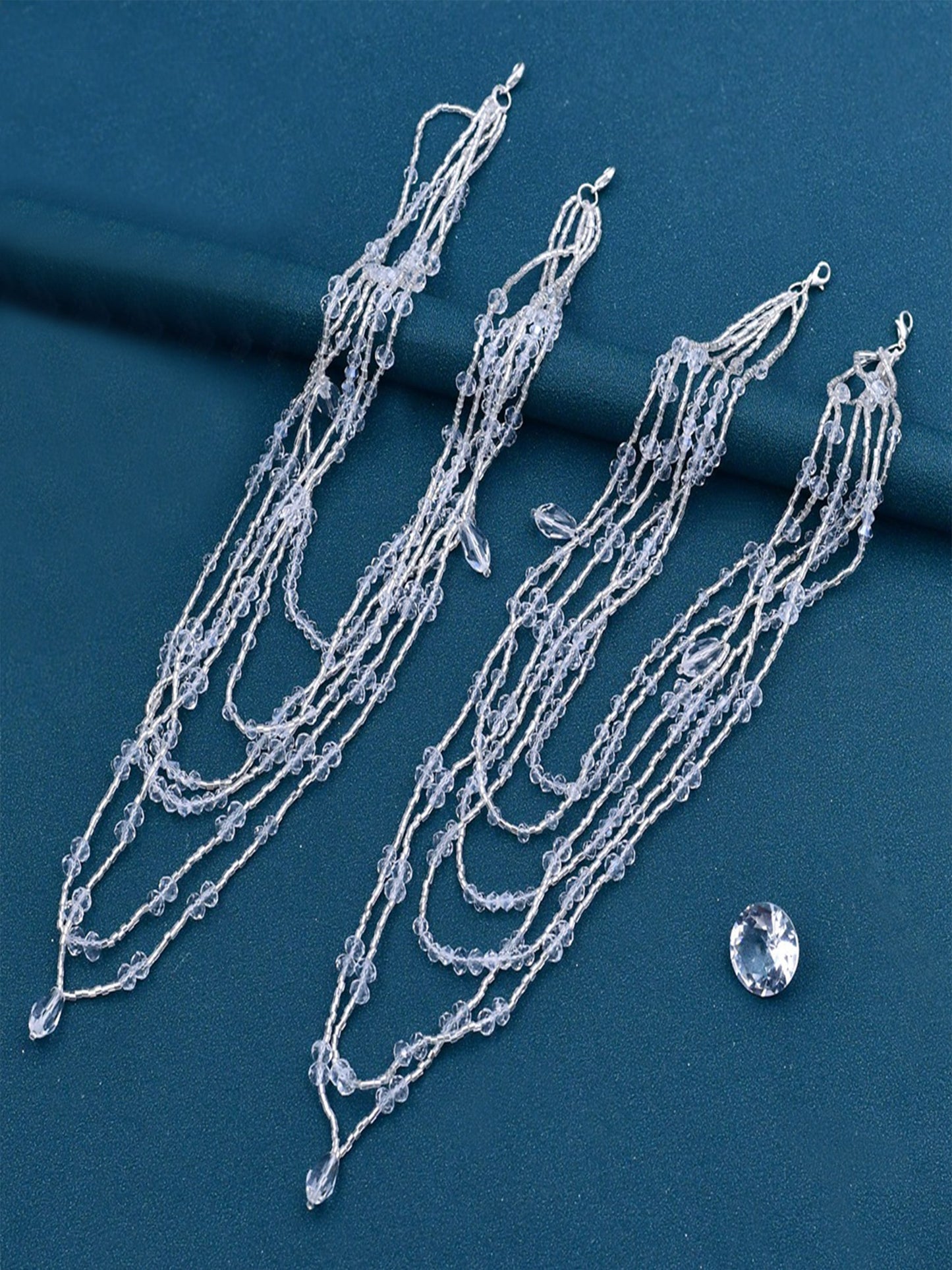Sparkly Crystal Shoulder Chain with Detachable Layered Tassels