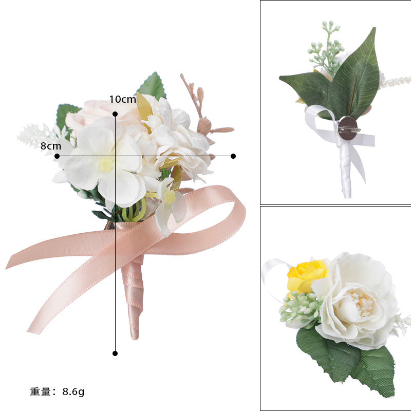 New Wedding Men Boutonniere Groomsman Brooch Flowers Green Leaves