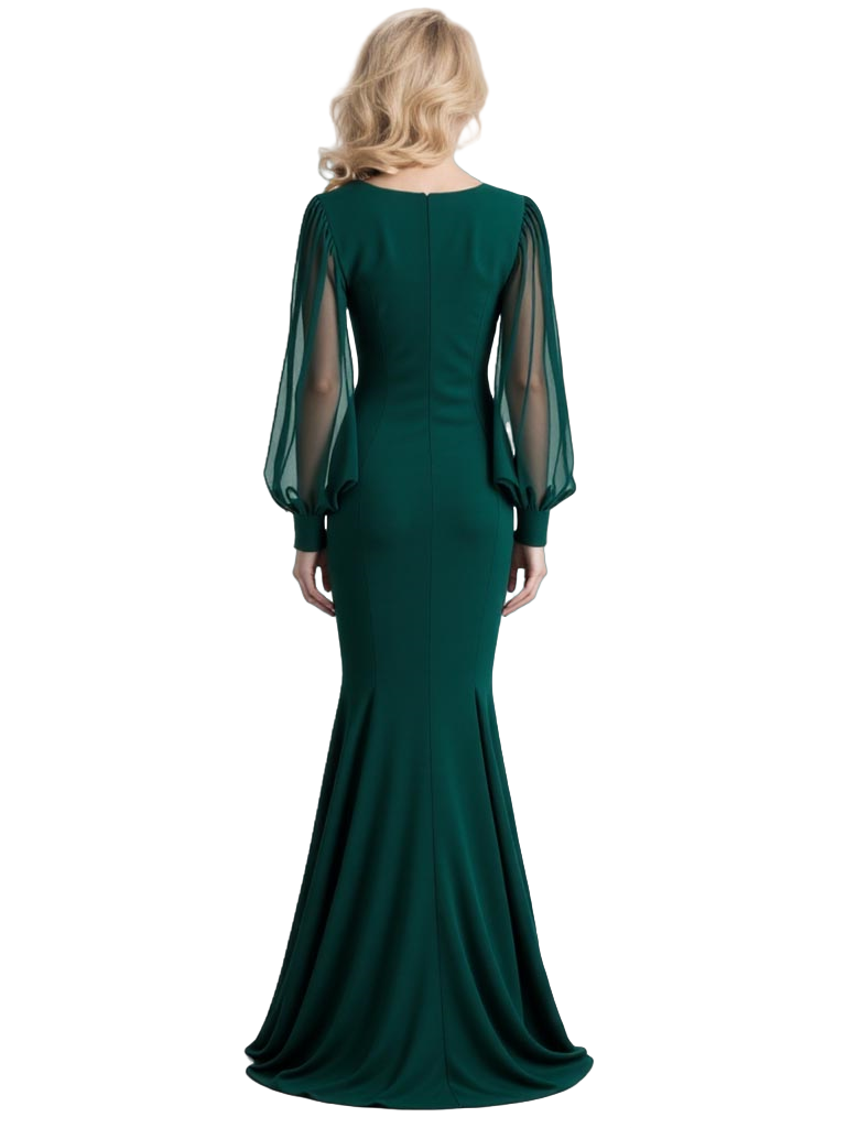 Elegant Illusion Chiffon Formal Gowns A-Line Mother of The Bride Dresses