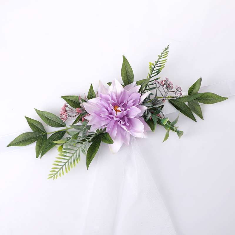 New Simulation Creative Korean Style Hotel Wedding Decoration Chair Back Flowers