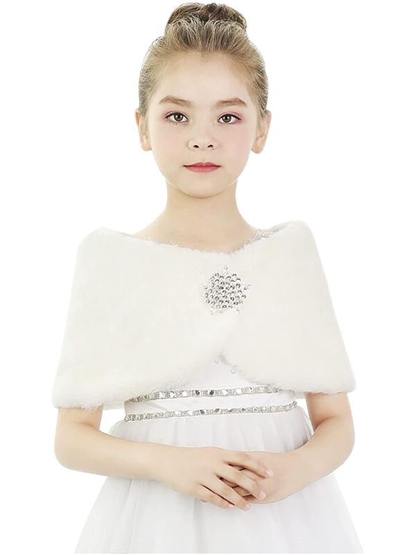 Girls Faux Fur Wrap Shawl Flower Kids Princess Cape Wedding Bridesmaid –  kiarelys