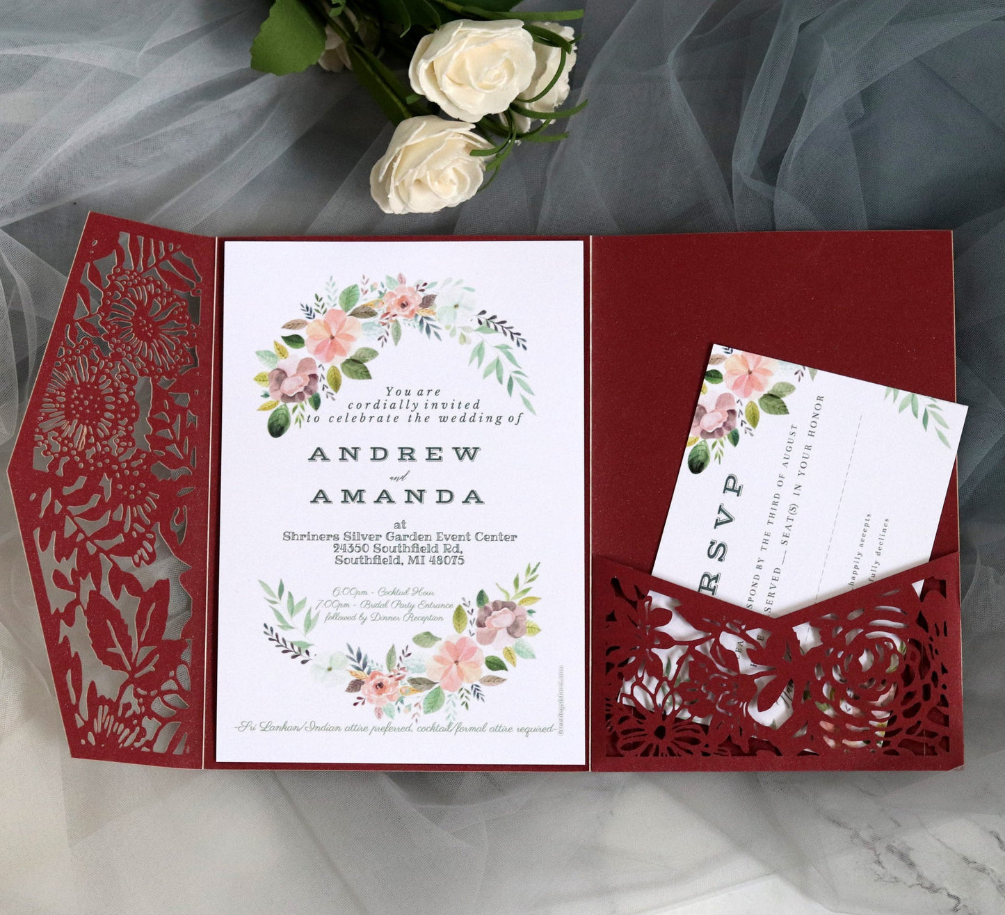 Creative European Festival Invitation, Hollow Out Wedding Greeting Card, HK-124