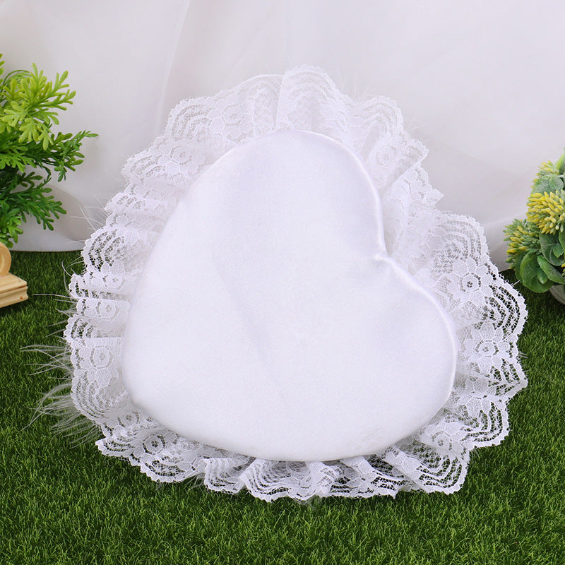 White Heart Shaped Lace Ring Box For Brides And Groom