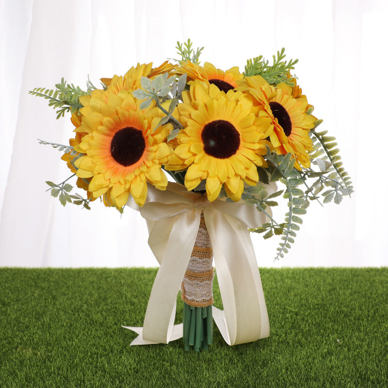 Wedding Flower For The Groom And Bride, Simulated Sunflower Wedding Bouquet