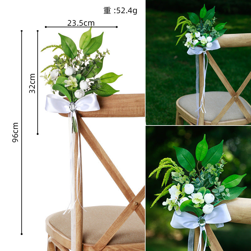 New Summer Forest Green Leaf Chair Back Flower Outdoor Wedding Leaning Decoration Flower