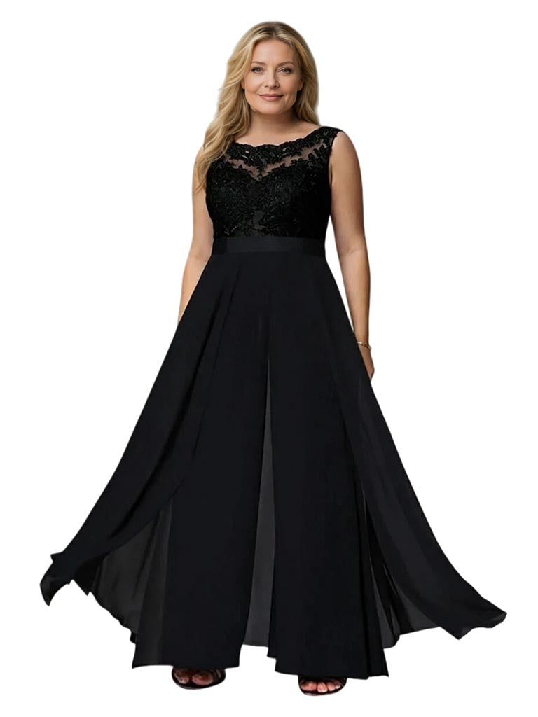 A-Line Mother of The Bride Dresses Lace Applique Wedding Formal Jumpsuits Trains