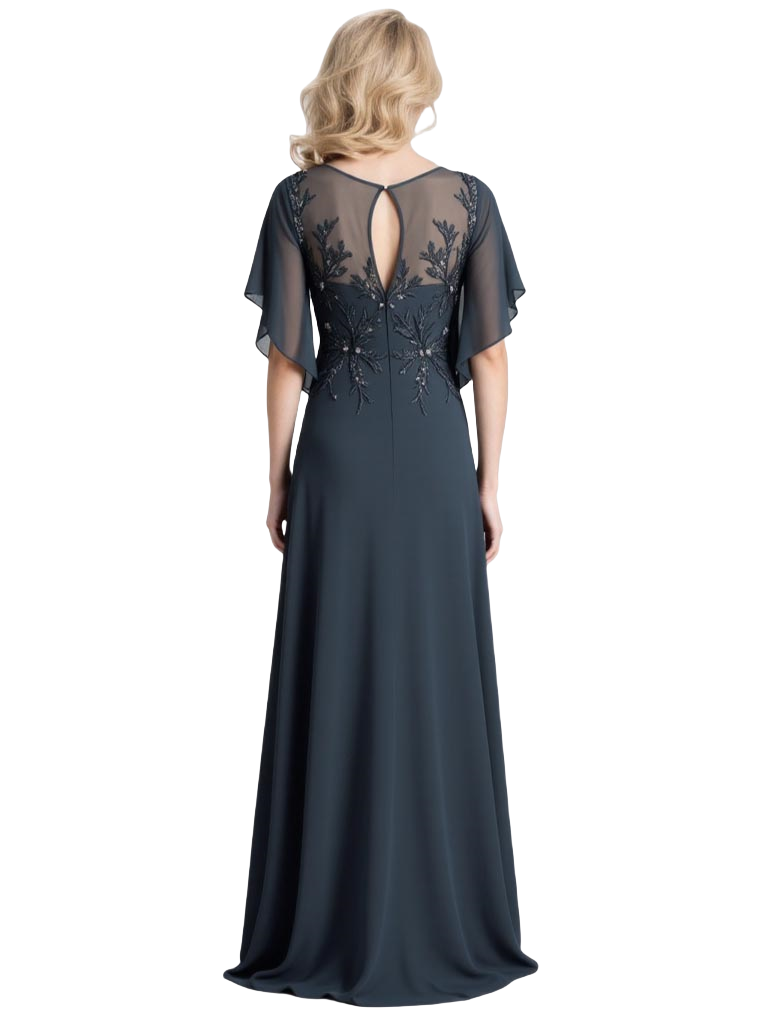 Elegant Jewel Chiffon Formal Dresses Mermaid Mother of The Bride Gowns