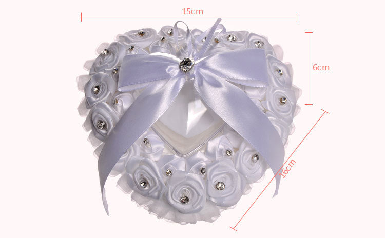 White Wedding Ring Pillow For Bride And Groom, Lace Ring Pillow Holder