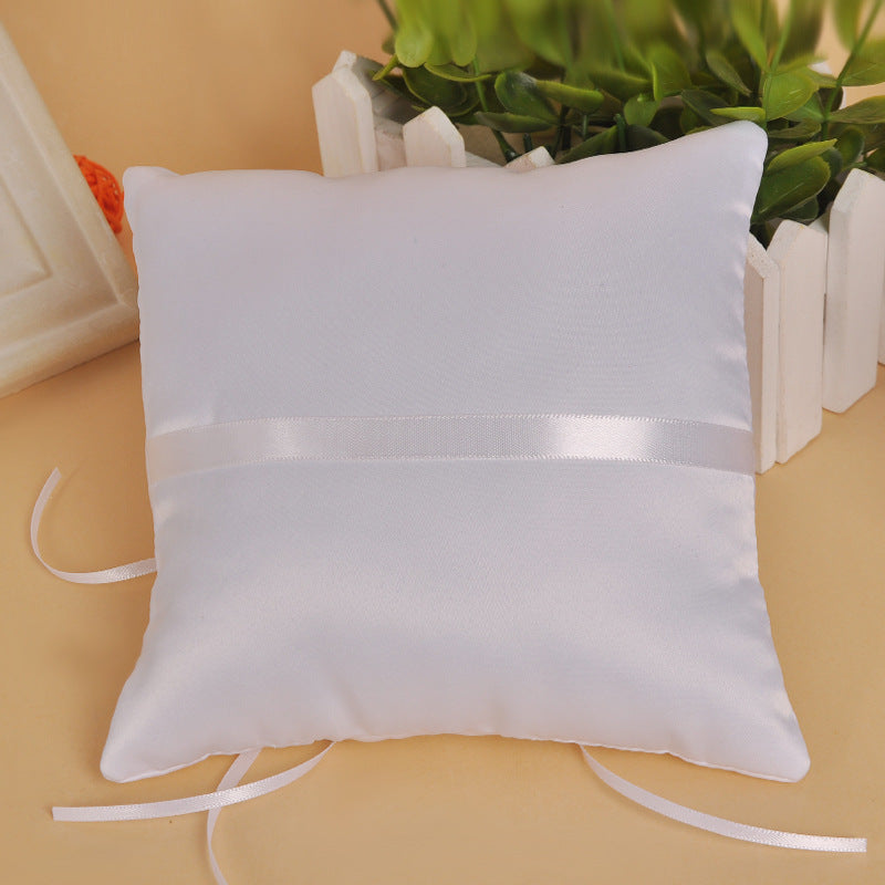 Pearl Bud Cross Bridal Ring Pillow Flower Ring Pillow