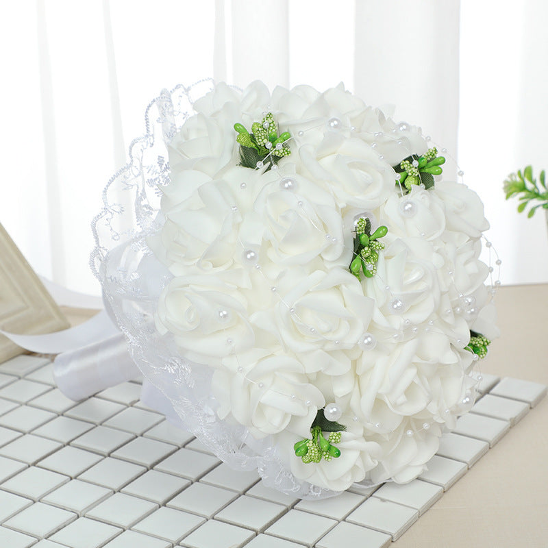 Wedding Flower For The Groom And Bride, Simulated Foam Rose Wedding Bouquet
