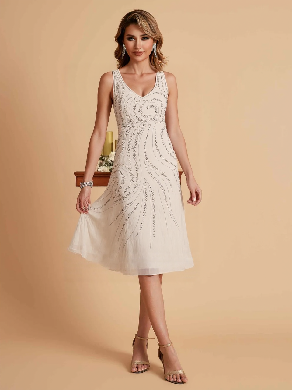 2PCS Mermaid Chiffon Sequin V-neck Mother of the Brides Dresses