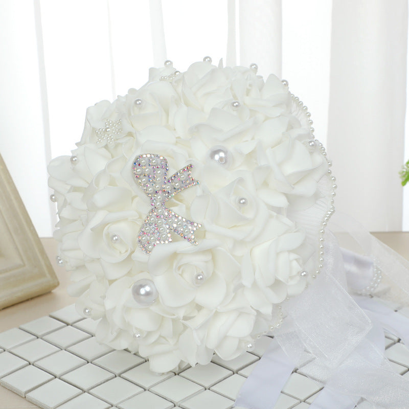 Wedding Flower For The Groom And Bride, Simulated Foam Rose Wedding Bouquet