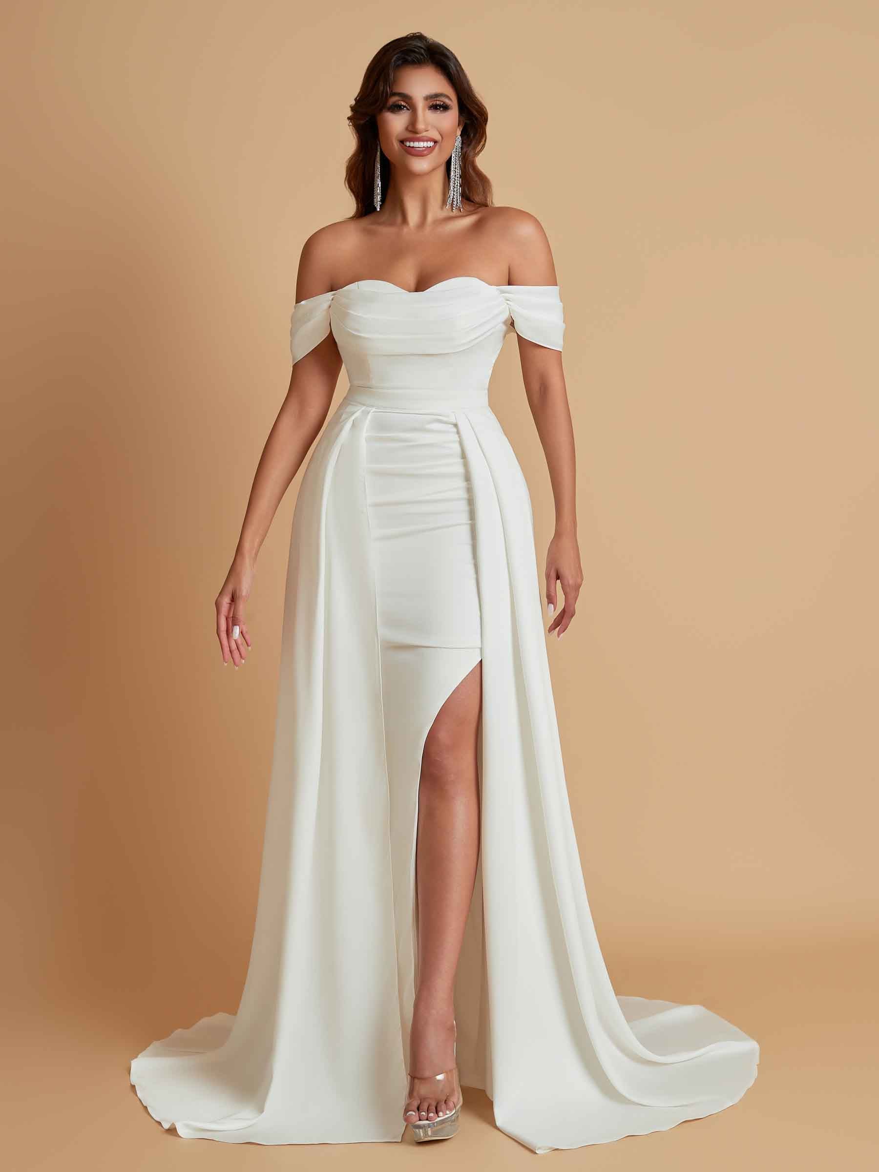Sexy Soft Satin Mermaid Off Shoulder Floor-Length Mermaid Bridesmaid