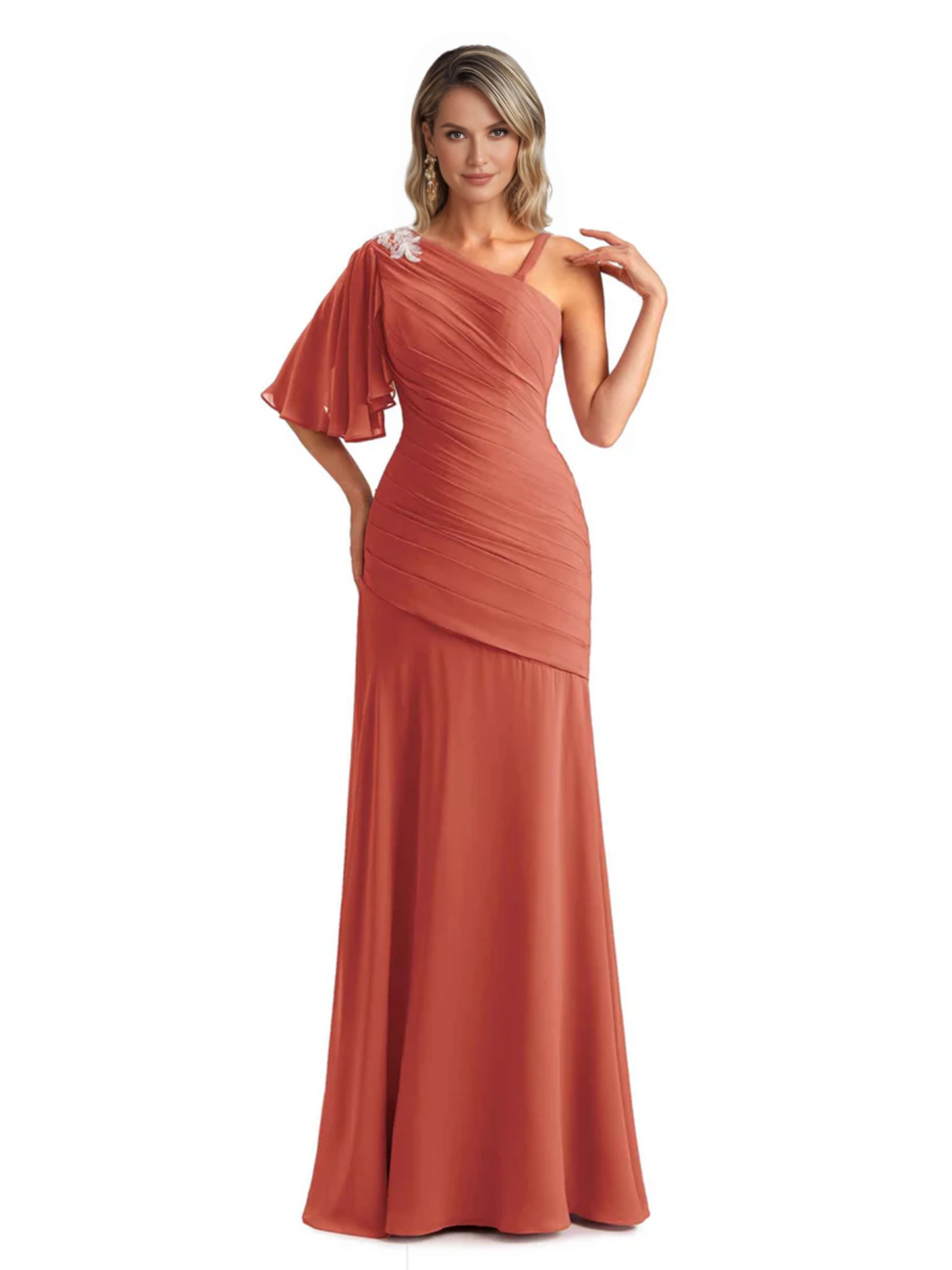 Embroidered Lace Bodice Mother of the Bride Dress Chiffon Maxi Dress Plus Size