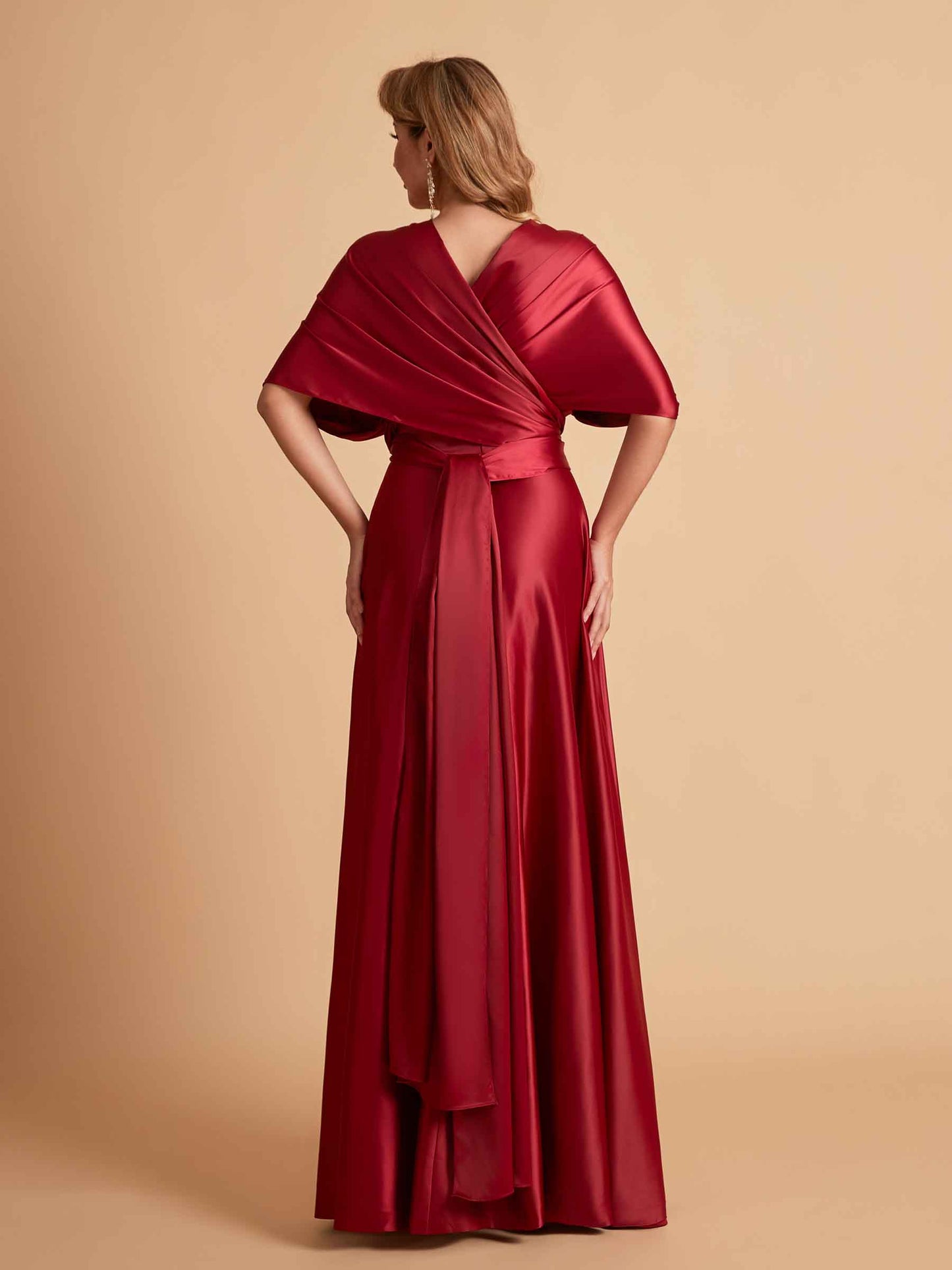 Sexy Satin A-line Convertible Side Slit Maxi Long Bridesmaid Dresses Online