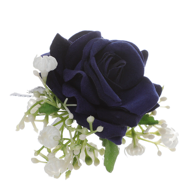 White Imitation Wrist Flower Bride Bridesmaid Sister Group Hand Flower Dress Brooch Corsage