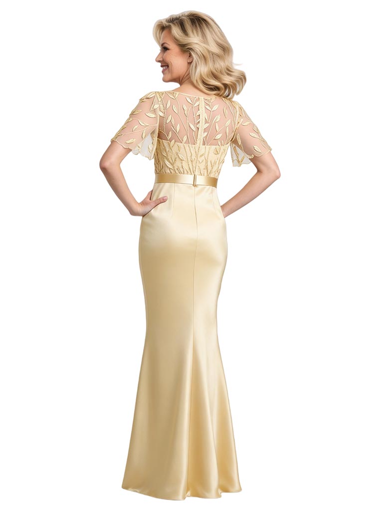 Mermaid Elegant Short Sleeves Mother of the Brides Dresses Floor length