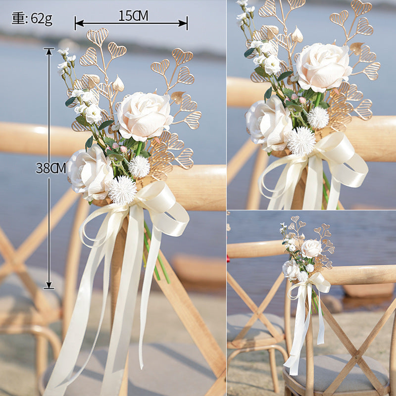 Western-style Outdoor Wedding Chair Back Flower Banquet Chair Decoration Flowers