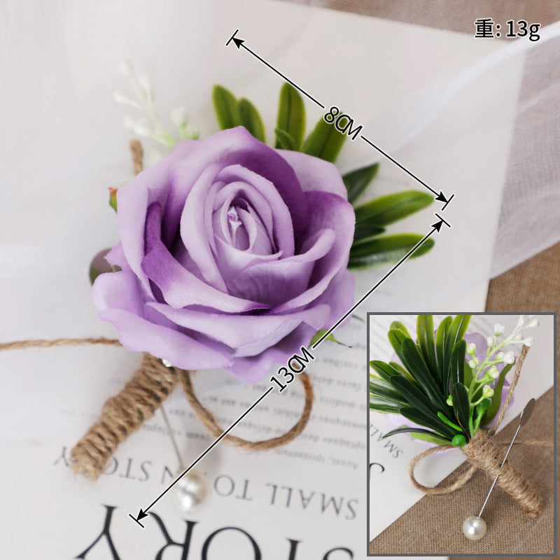 New Rose Corsage Wedding Men Groomsmen Brooch Outdoor Party Decoration