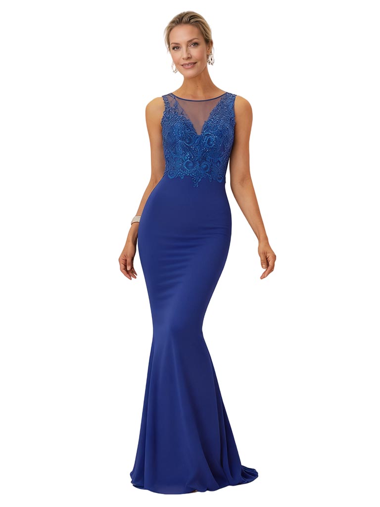 Formal Gowns Illusion Mother of the Brides Dresses Floor Length Mermaid