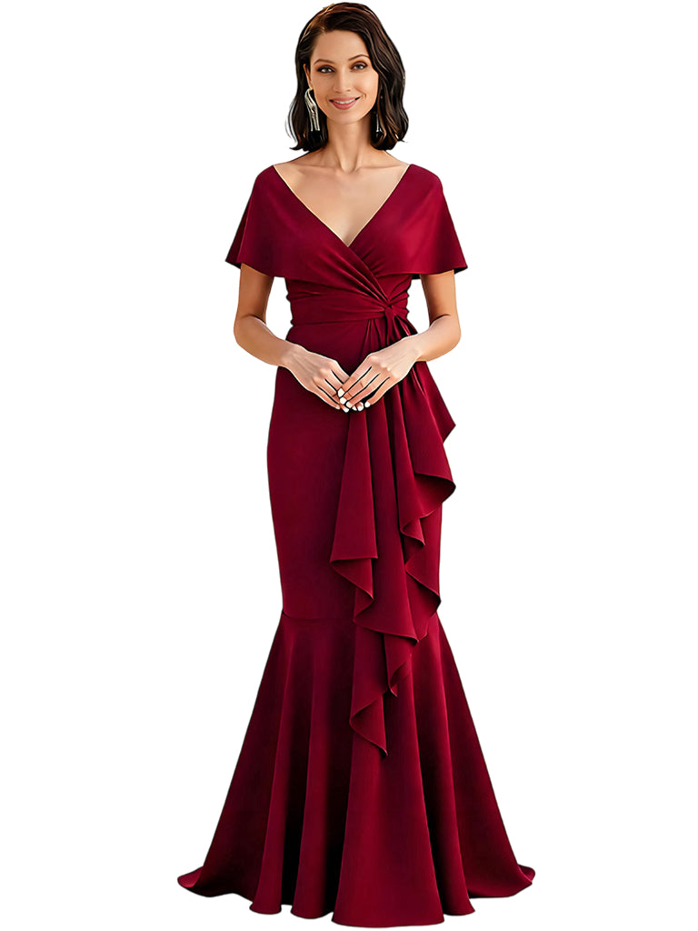 Satin Mermaid Mother of The Bride Dresses Long Formal Evening Dresses