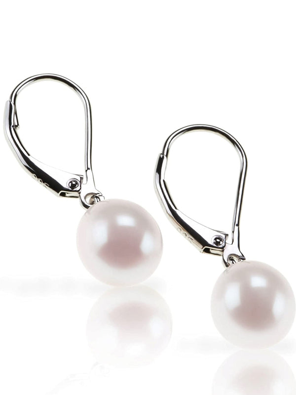 Handpicked AAA+ Quality Freshwater Cultured Pearl Earrings Leverback Dangle Stud Pearl Earrings