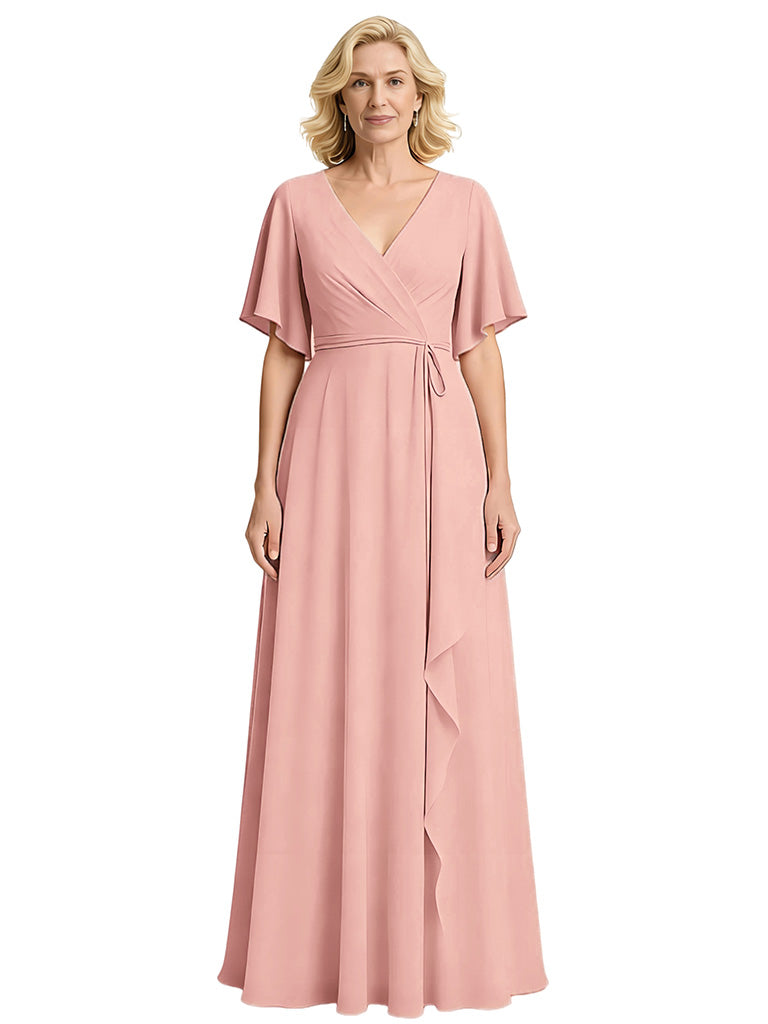 Modern Wedding Mother of The Bride Dresses Outfits for Moms V-neck Wedding Party Gowns