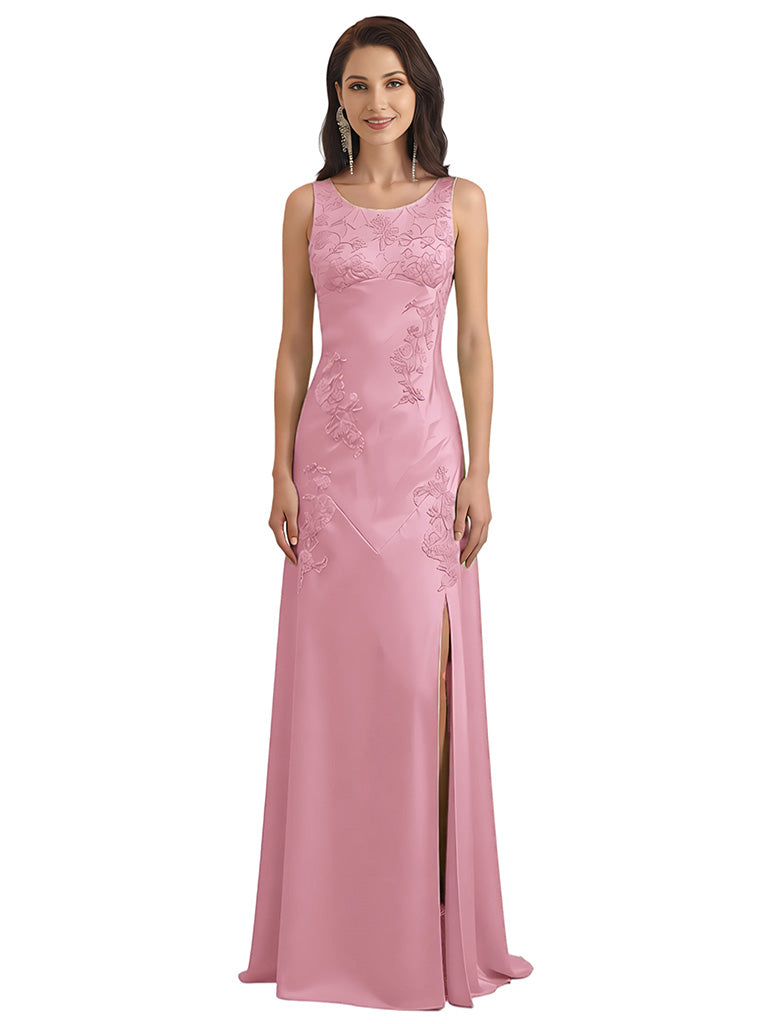 Elegant Custom Mother of The Groom Dresses Sleeveless Wedding Evening Mother Outfits Slit