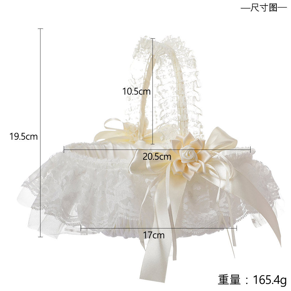 Lace Bow Decorated Portable Flower Basket