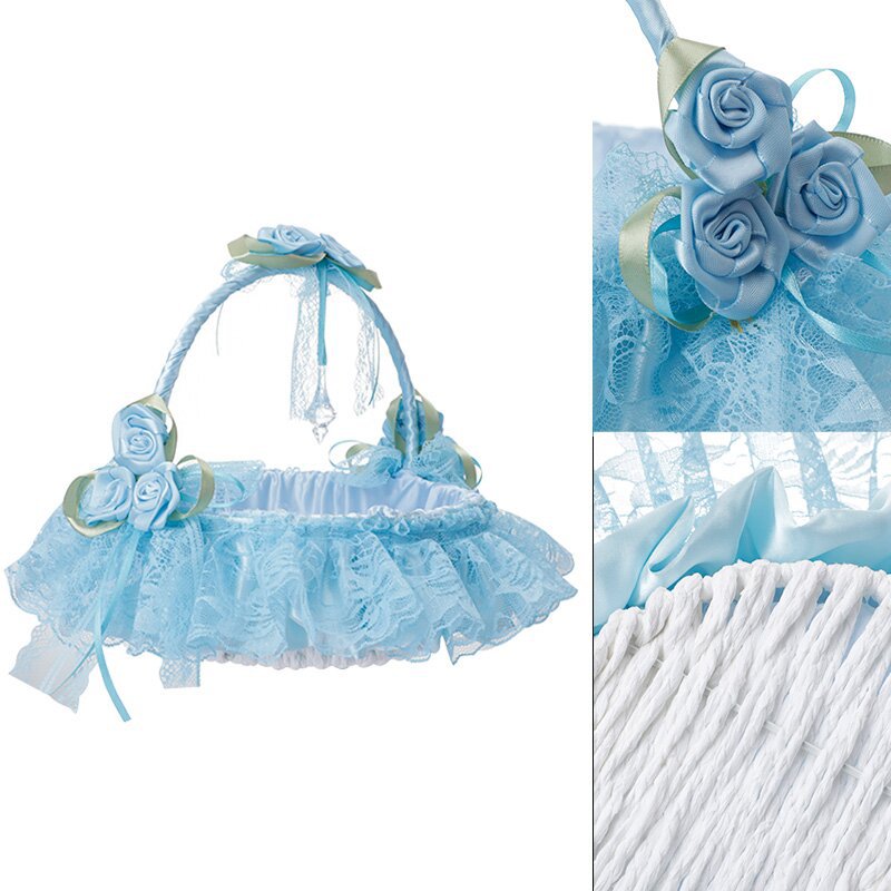 Lace Fabric Wedding Flower Basket, Flower Girl, Flower Basket Bridesmaid Hand Basket