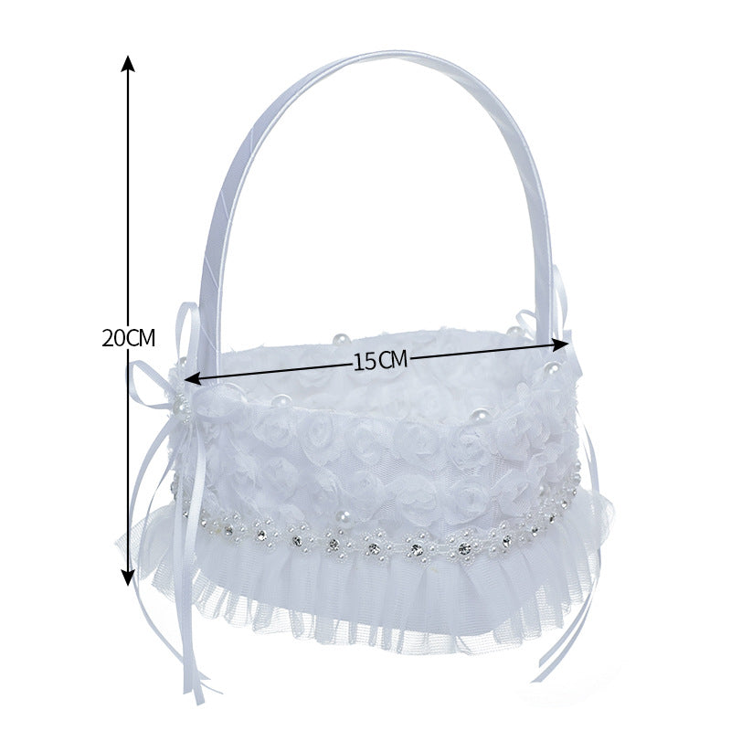 White Lace Portable Flower Basket