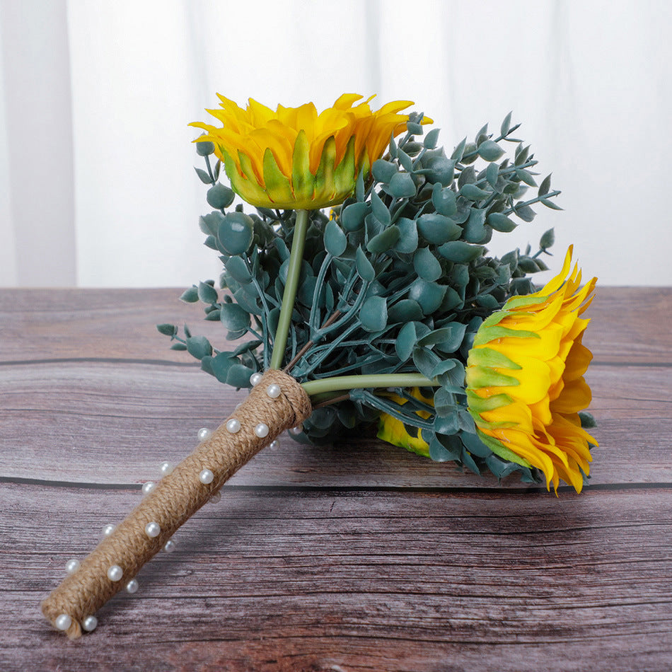 Wedding Flower For The Groom And Bride, Simulated Sunflower Wedding Bouquet