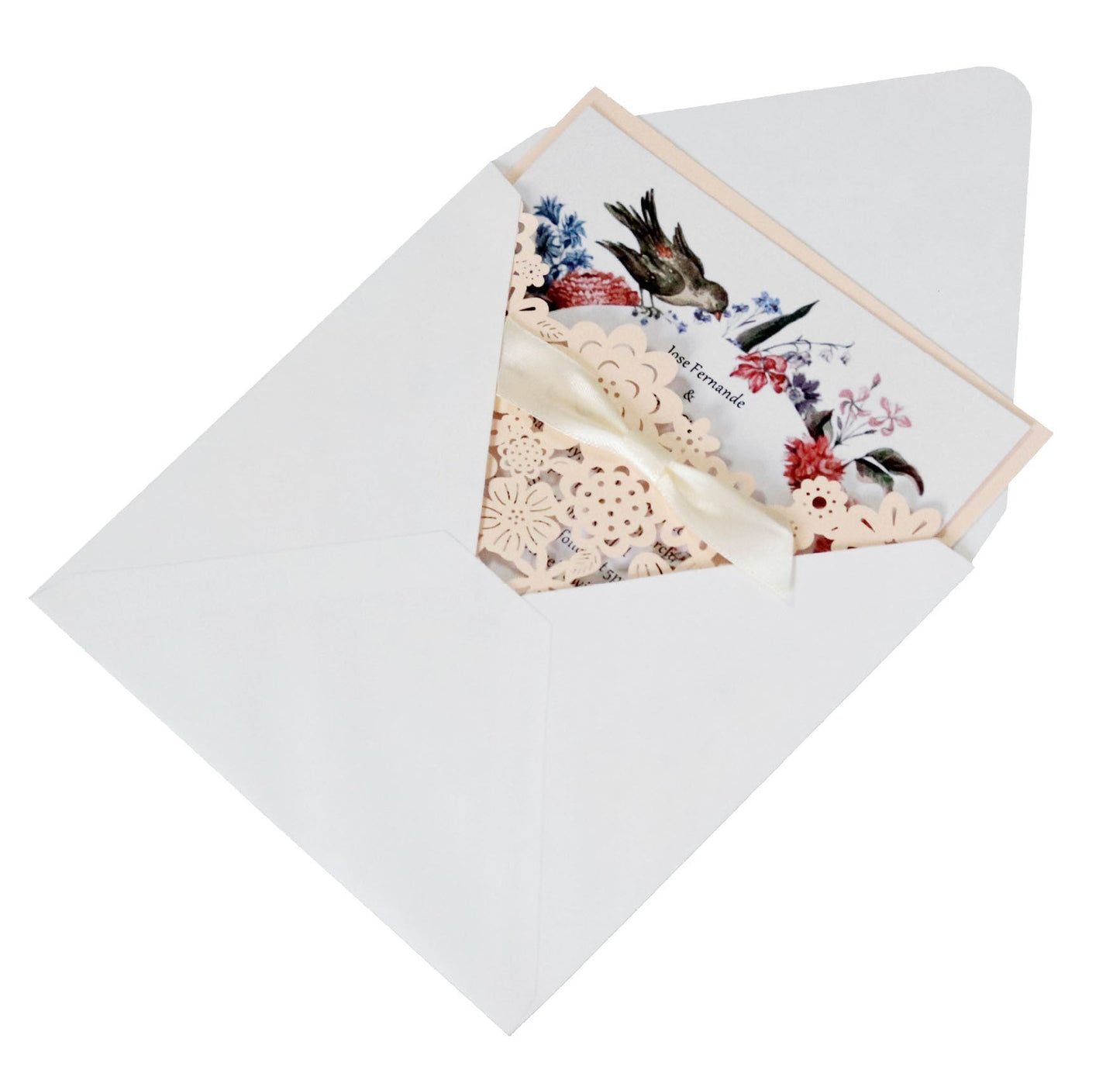 Small Flower Wedding Greeting Card, Hollow Out Invitation Letter