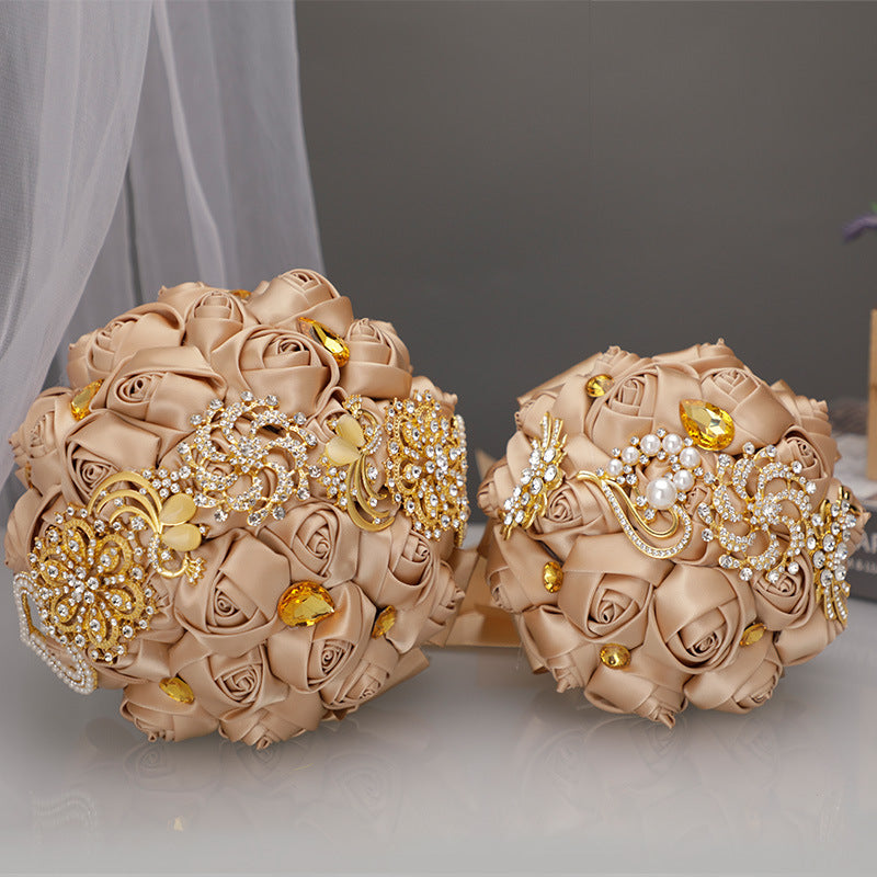 Wedding Flower For The Groom And Bride, Satin Rose Wedding Bouquet