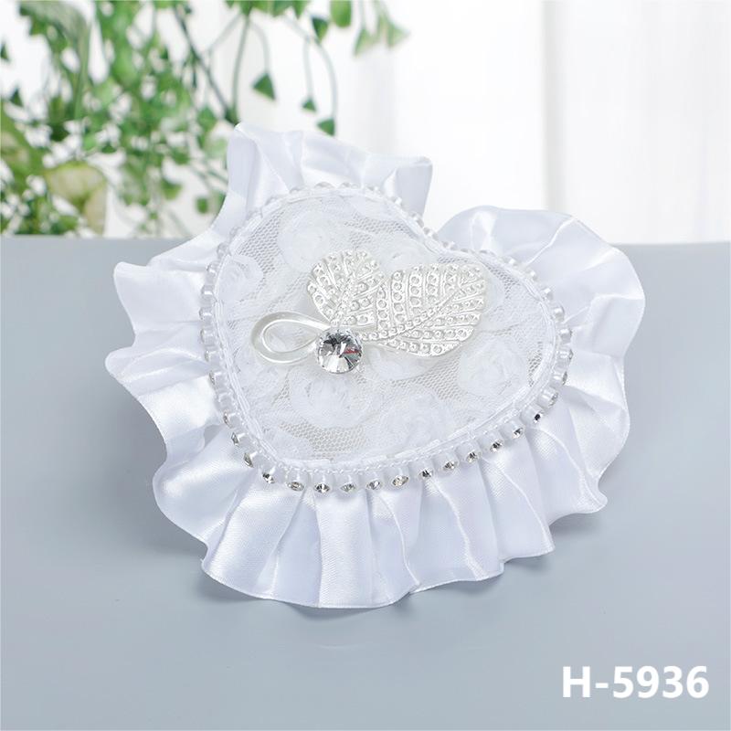 White Heart Shaped Mini Ring Box Wedding Ring Pillow For Bride and Groom
