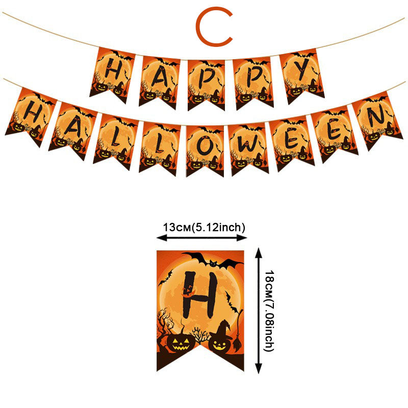 Halloween Garden Decoration Banner, Haunted House Party Decoration Supplies, Hanging Garlands