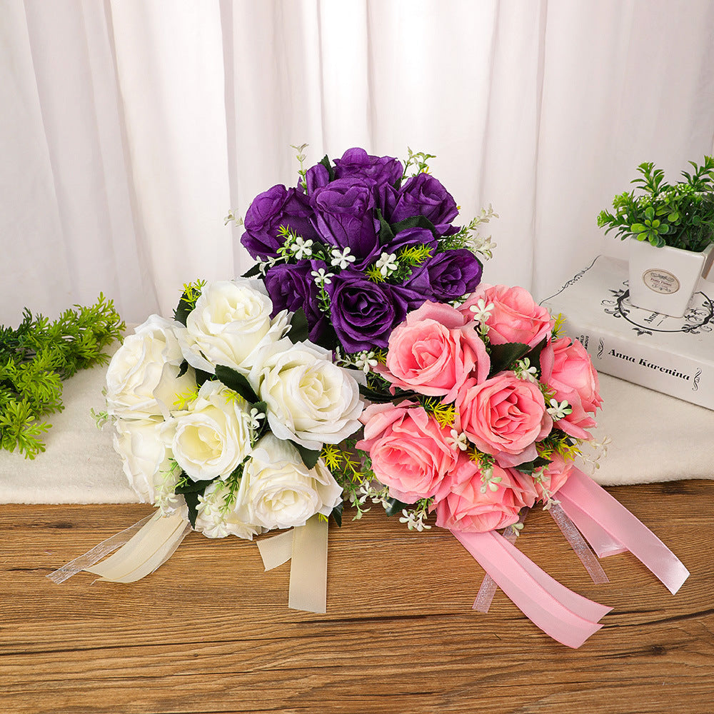 Wedding Flower For The Groom And Bride, Simulated Rose Wedding Bouquet