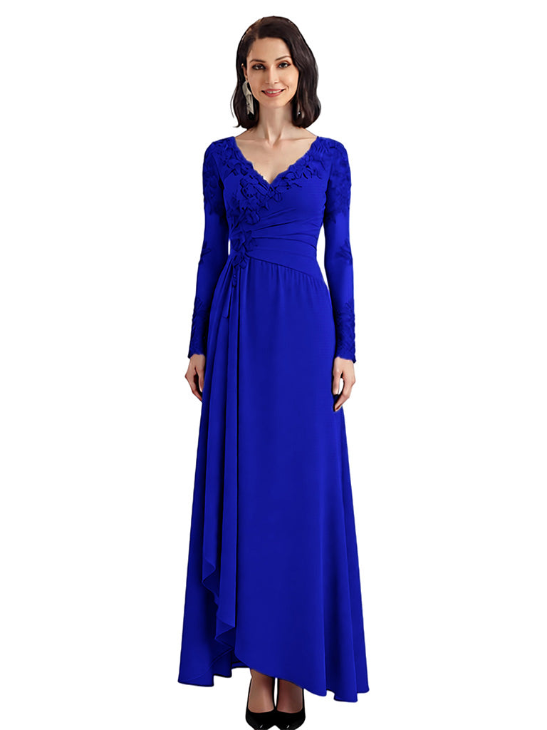 Sexy V-Neck Mother of The Bride Groom Dresses with Sleeve Lace Wedding Formal Outfits