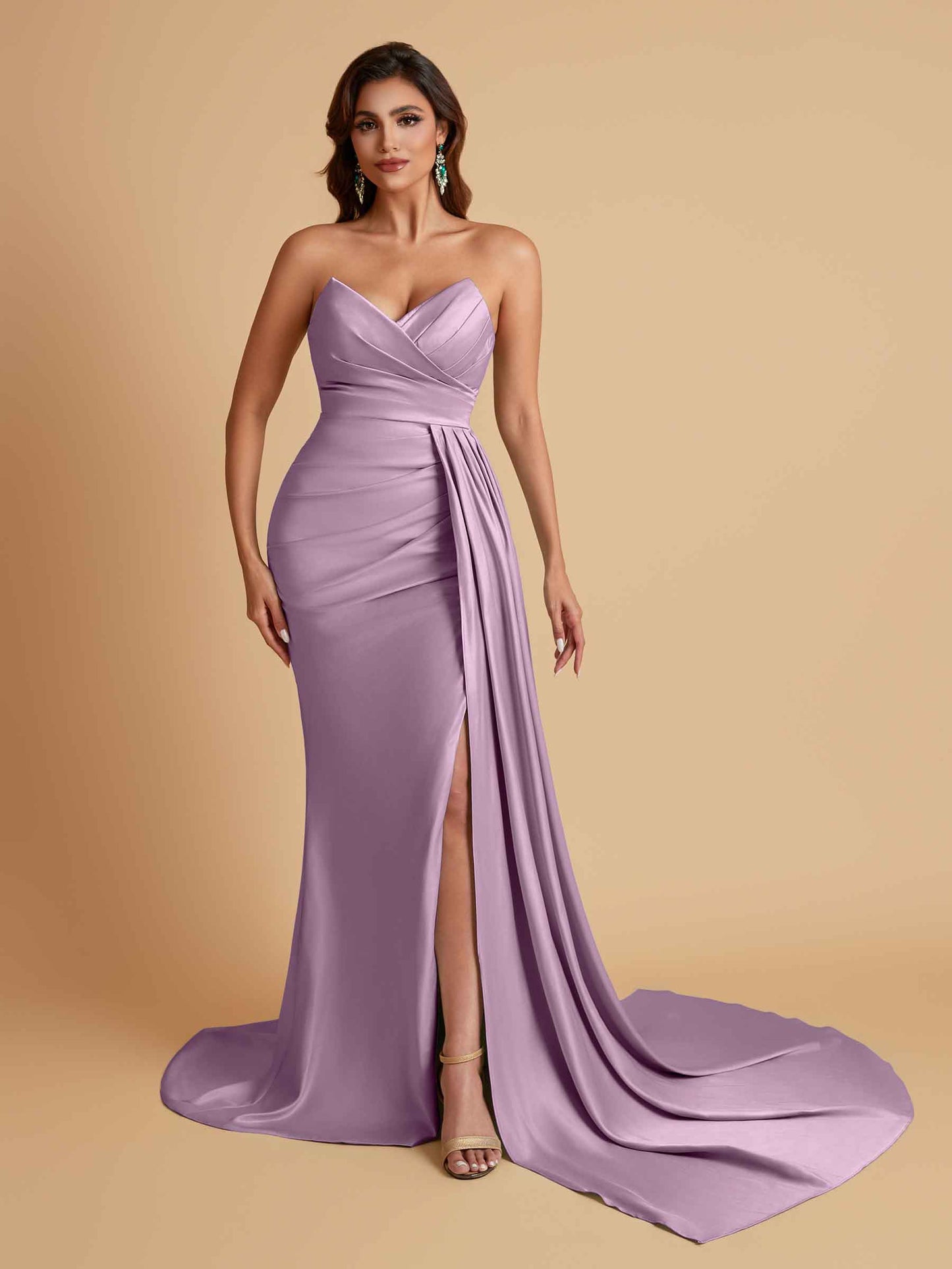 Sexy Soft Satin Mermaid V-neck Floor-Length Mermaid Bridesmaid Dresses