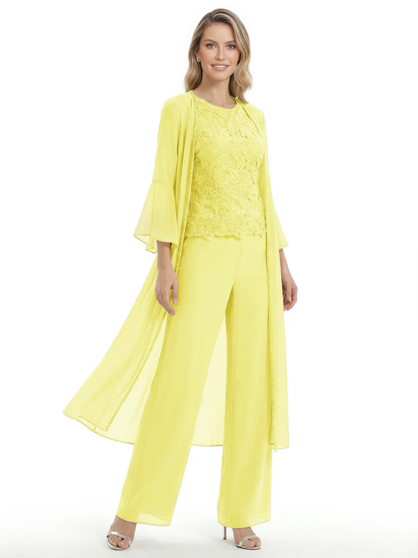 Elegant Pink 3-Piece Pant Set Trending 2026 Styles with Lace Wide-Leg Pants
