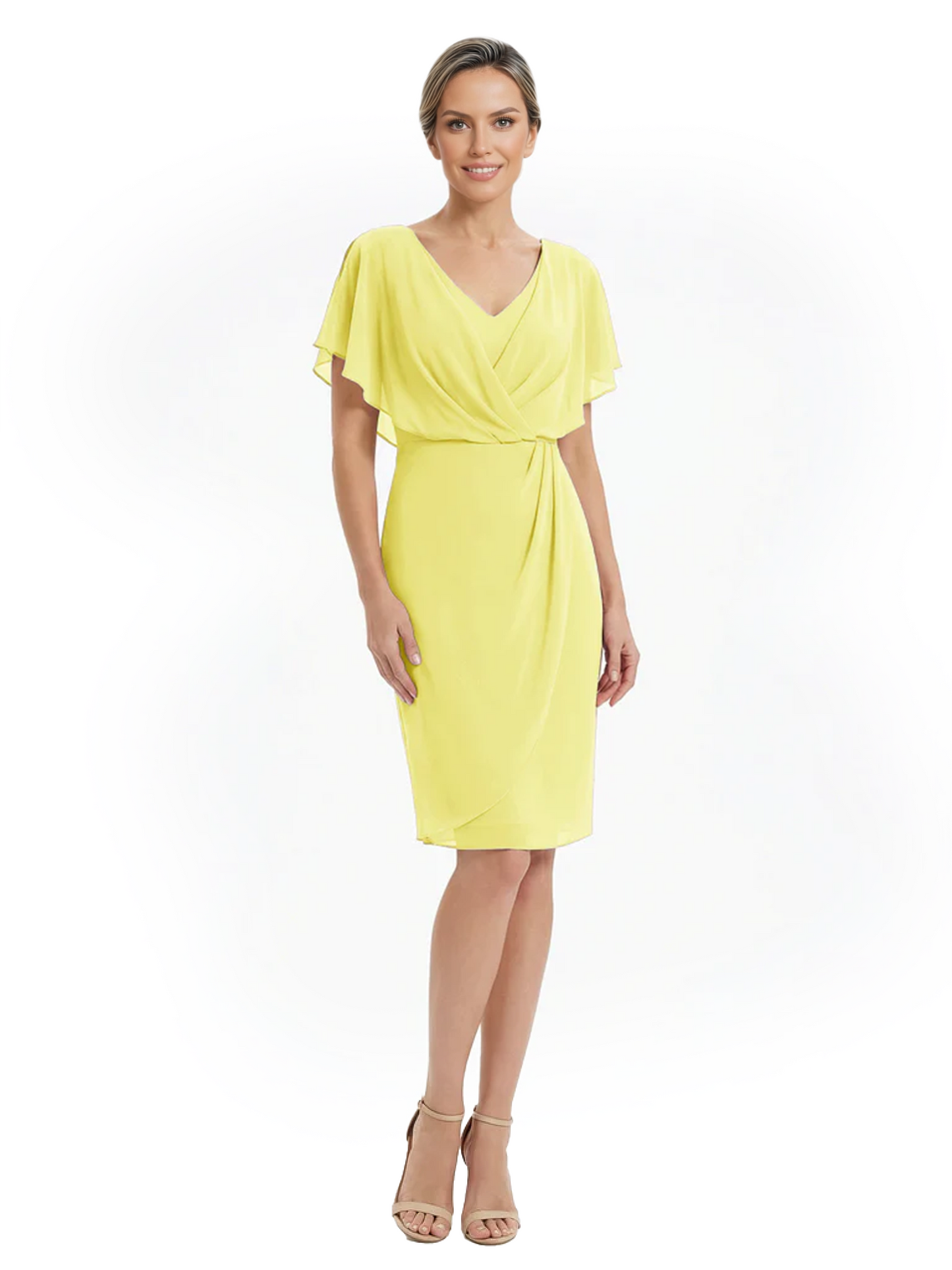 Chic Knee-Length Mother of Bride Formal Dress Slimming Chiffon Styles for Wedding Guest