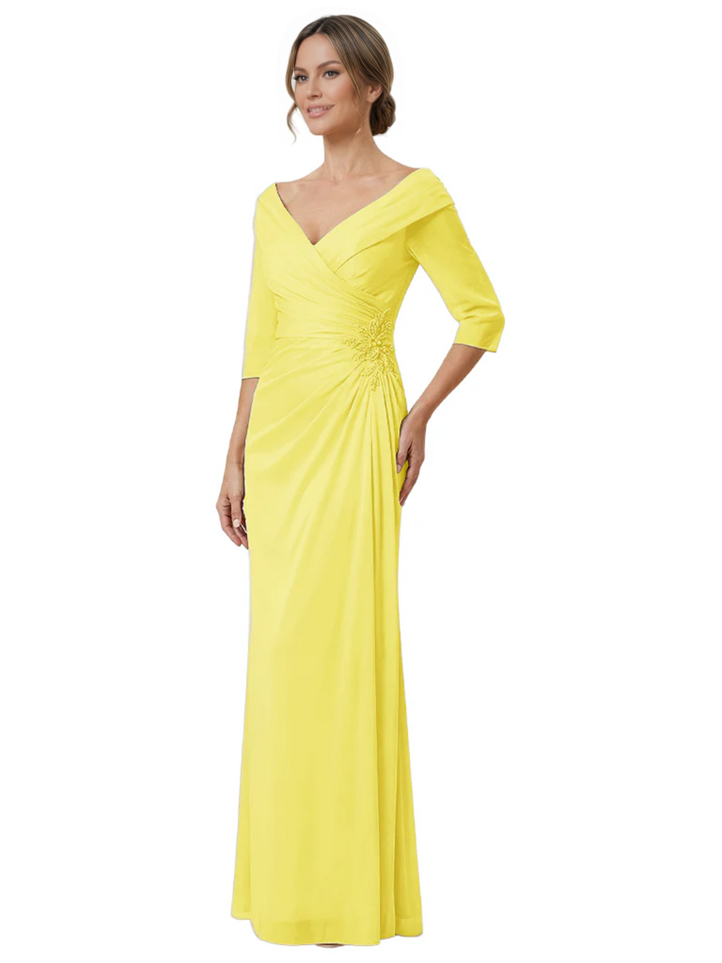 Elegant 3/4 Sleeve Mother of the Brides Dresses Mom Outfits Wedding Satin