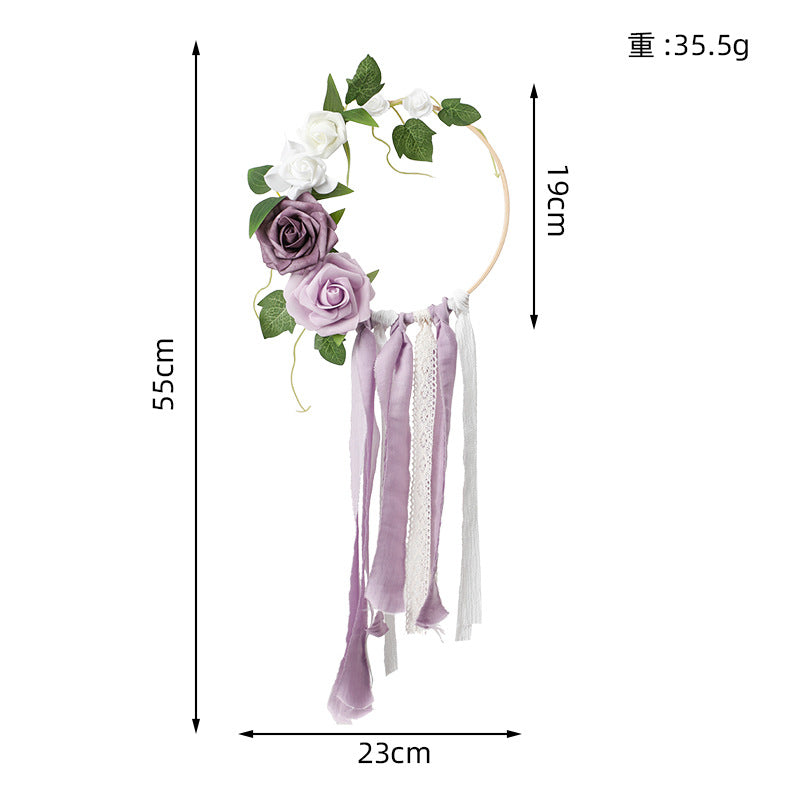 New Home Simulation Gardening Decoration Wreath Tassel Hanging Decoration Creative Hand holding flower