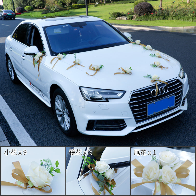 Wedding Car Decoration Flower Mirror Tied Flower