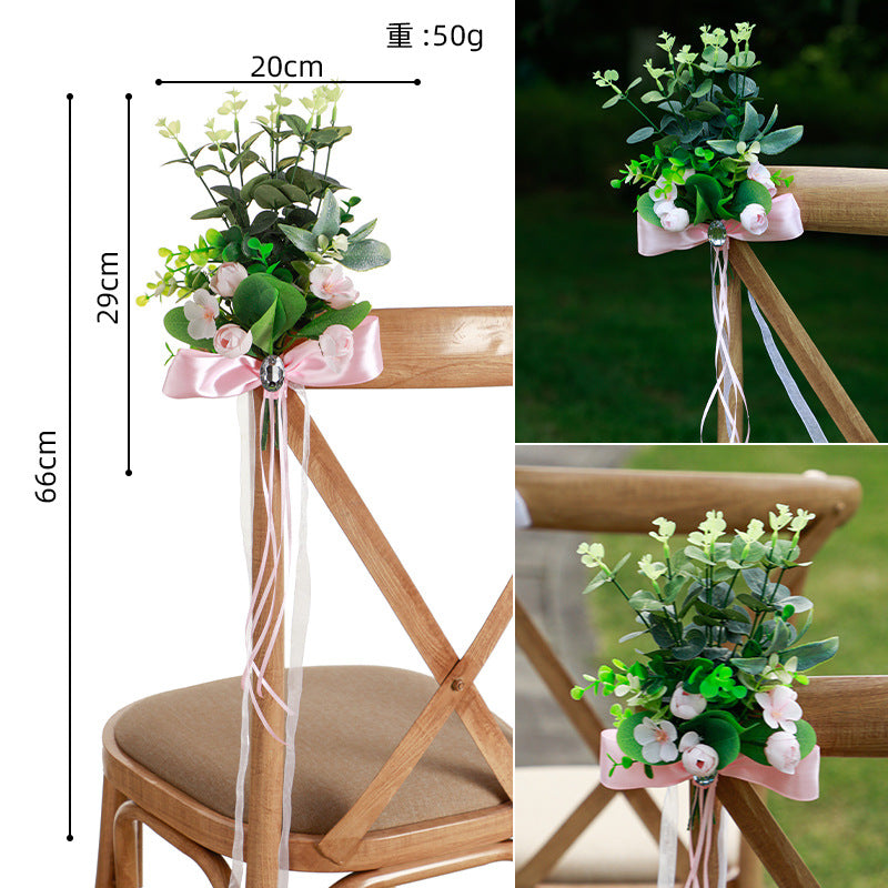 New Simulation Decorative Chair Back Flower Forest Eucalyptus Green Plant Outdoor Backrest Decorative Flower